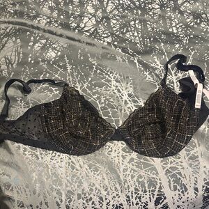 Victoria's Secret Black and Gold Lace Bra